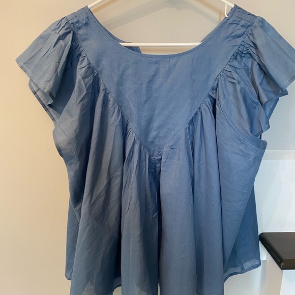 Maurices Blue Pleated Blouse - Picture 2 of 5